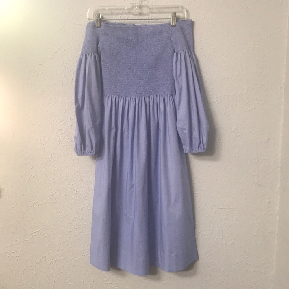 Gorgeous cornflower blue off-the shoulder dress